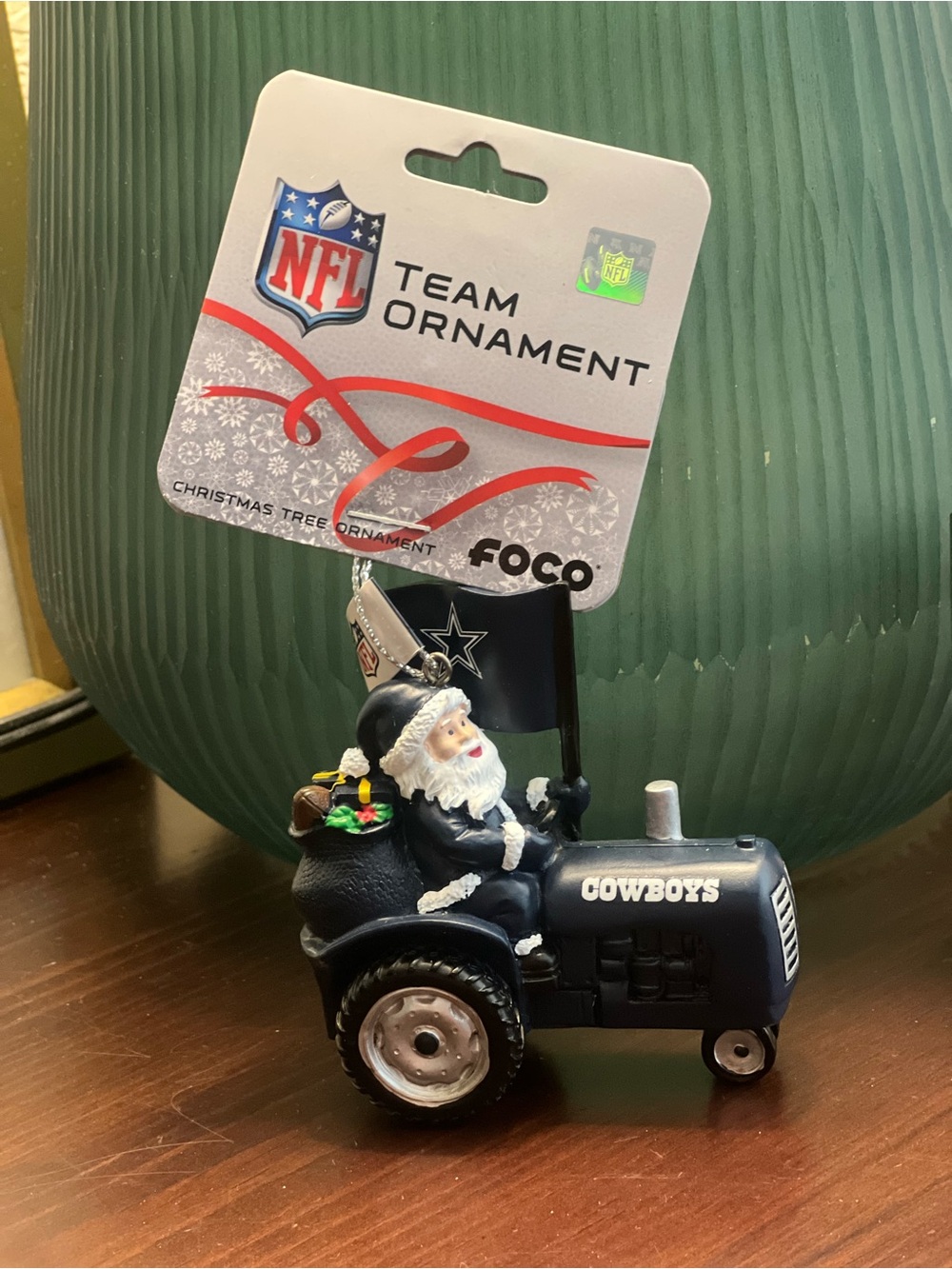 NFL Dallas Cowboys Santa on Tractor Ornament